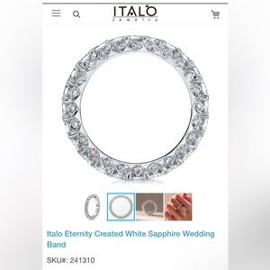Italo Eternity Created White Sapphire Wedding Band Size 5 3/4 Brand New